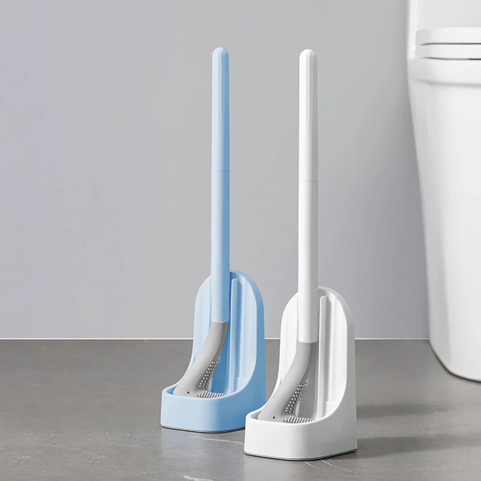 Silicone Bristles Toilet Brush and Holder Set with Tweezers - White - by  ELITRA HOME