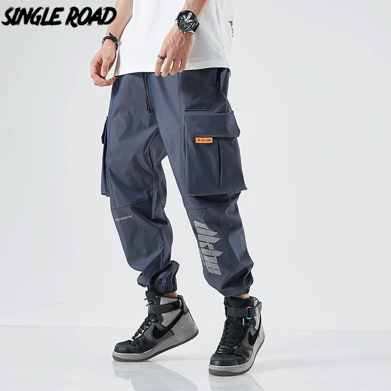 

SingleRoad Mens Cargo Pants Joggers Men Fashion 2020 Side Pockets Hip Hop Harajuku Japanese Streetwear Trousers Grey Pants Men