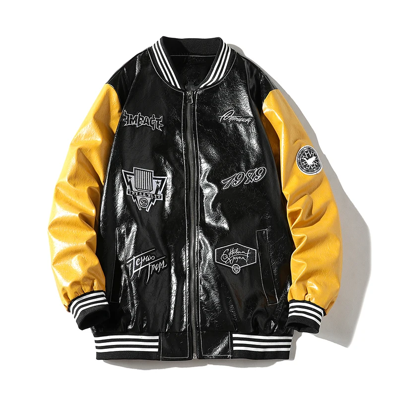 

Mens Winter Leather Jacket and Coats for Korean Fashion Clothing Embroidered Wings Baseball Jersey Streetwear Jackets 2020 Homme