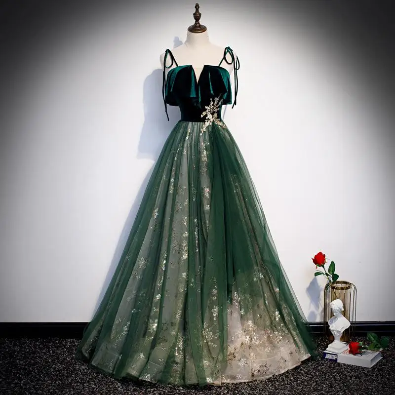 Elegant Lady Lantern Sleeve Evening Party Qipao Exquisite Off Shoulder Mesh Formal Party Dress Bling Full Length Robe De Soiree - Цвет: Style 10