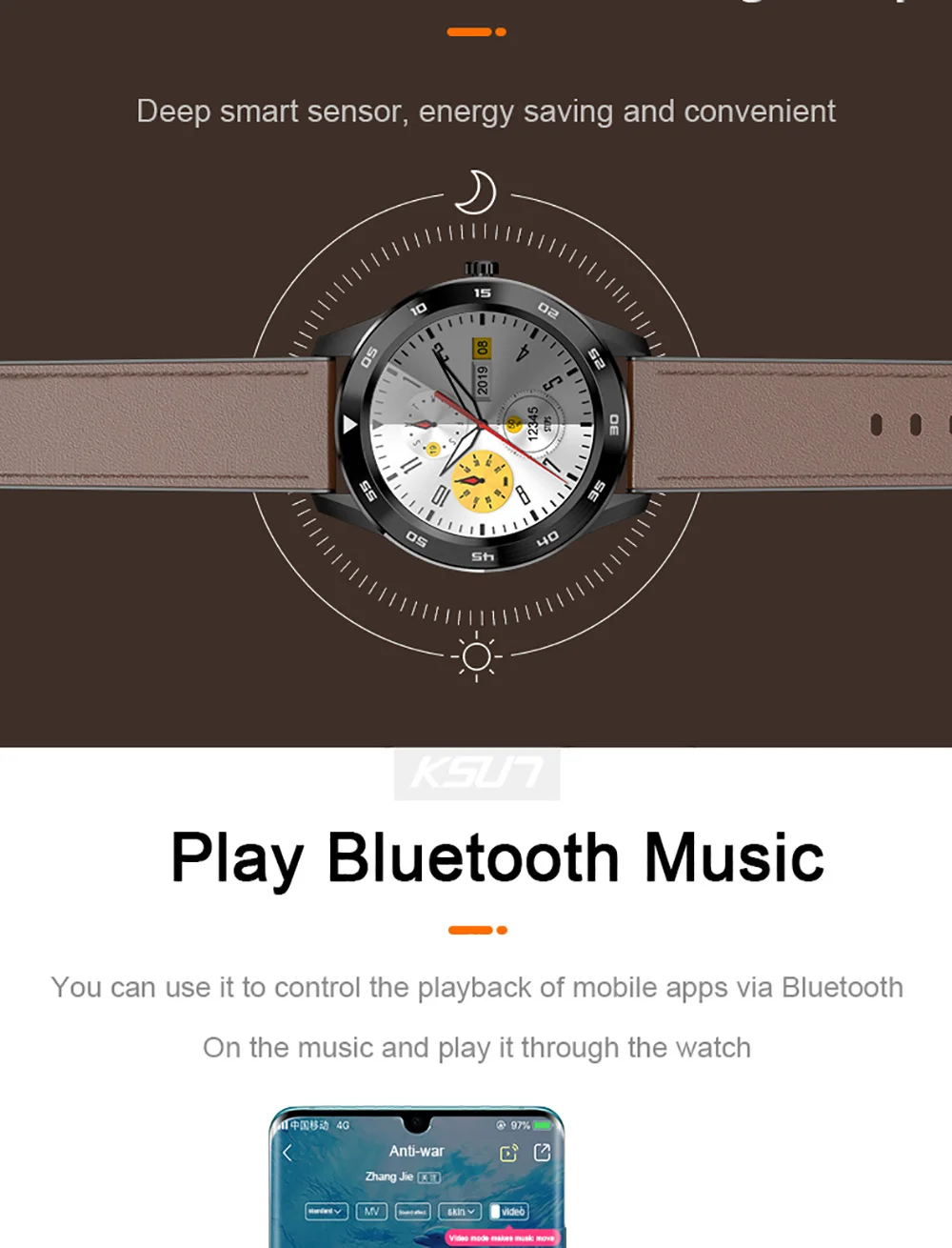 KSR909 Смарт-часы с полным сенсорным экраном IP68 Водонепроницаемый ЭКГ Обнаружение Сменные циферблаты Смарт-часы фитнес-трекер умный Браслет