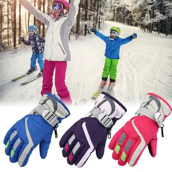 

Children Winter Snow Ski Gloves Waterproof Warm Mittens Three-layer Windproof Anti-skid Gloves for Outdoors Skiing Cycling