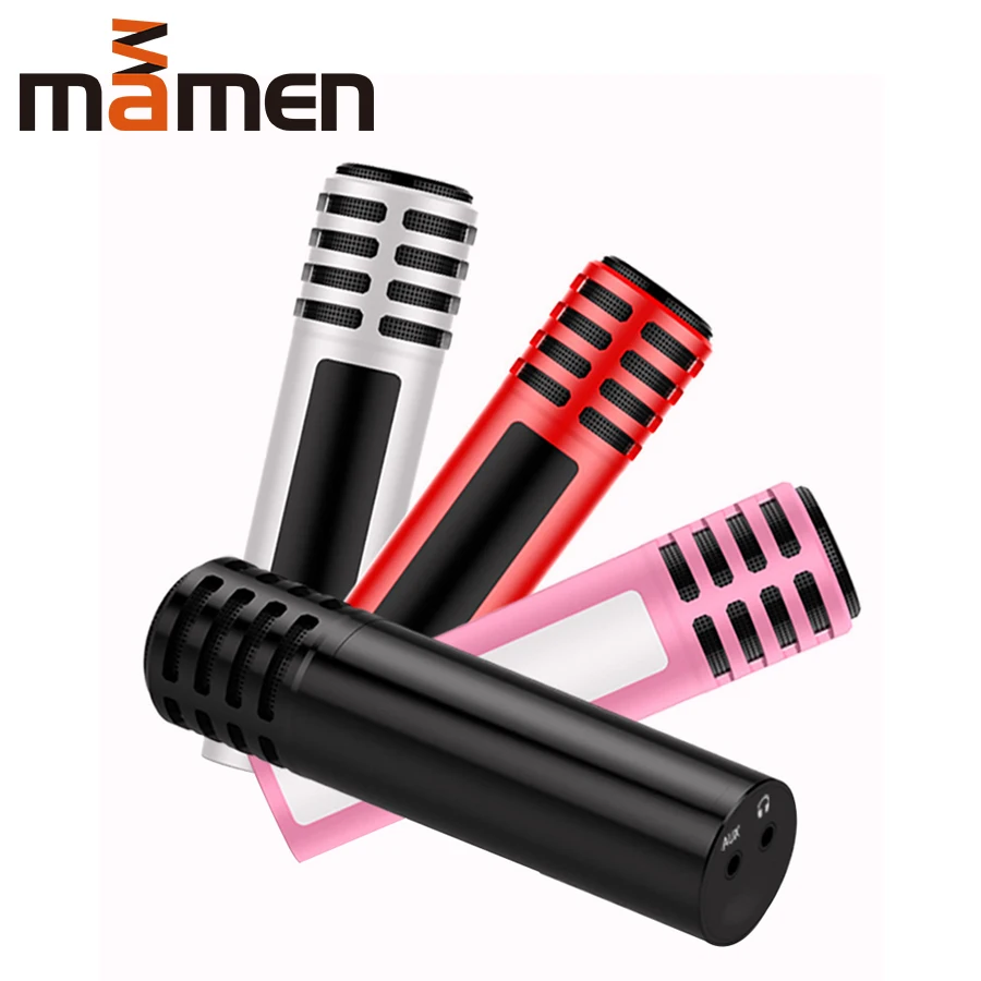 

MAMEN Mini Microphone Condenser Sound Recording Wired Fashion Microphone Android/ios Radio Singing Recording Kit KTV Karaoke