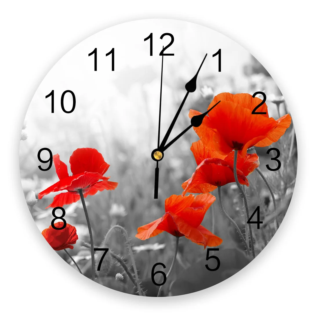 Poppies Flowers Wall Clock 
