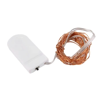 

ICOCO Waterproof Ip65 2M/3M/4M Button Battery Operated LED Copper Wire Fairy String Light with Battery Case for Party Decor