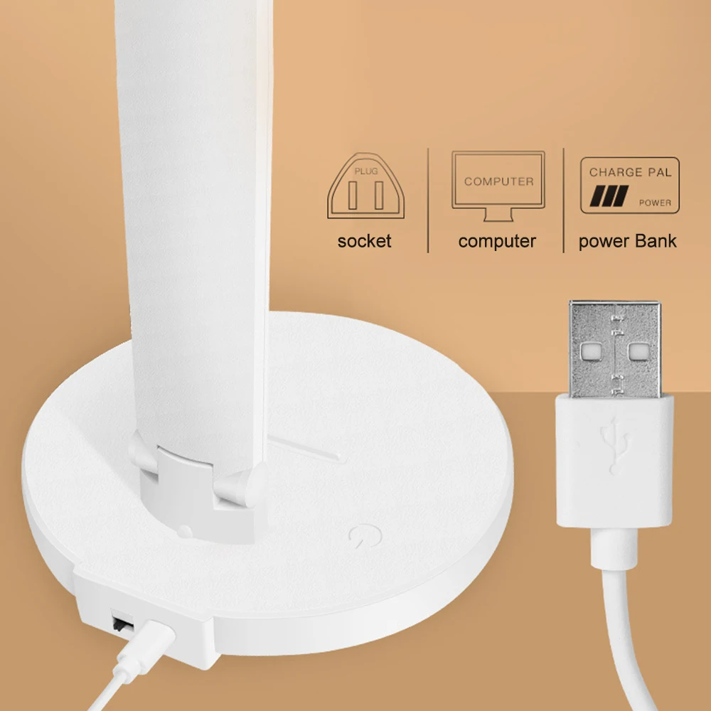 Junejour Dimable Levels Touch USB заряжаемая настольная лампа для чтения с защитой глаз светодиодный сенсорный Настольный светильник для чтения
