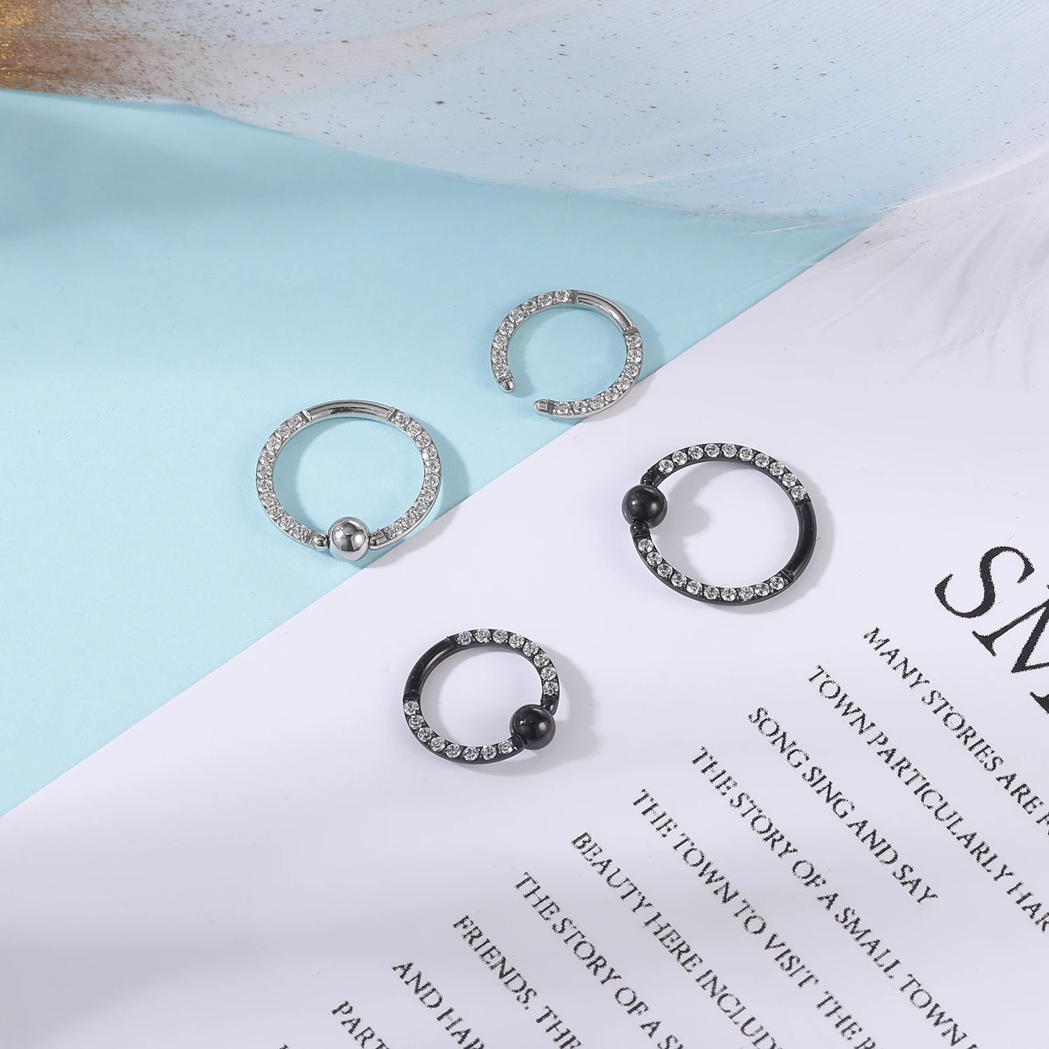 16G Zirconia Nose Ring Women Stainless Steel Septum Ring Industrial Black Color Nostril Piercing Helix Earring Body Jewelry