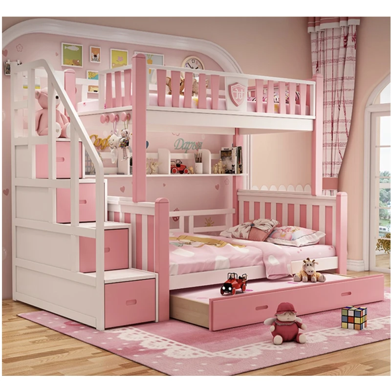 30% Roze Houten Kids Bed Italië Ontwerp Solide Kind Stapelbed| Bedden|