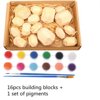 

DIY Color Wooden Stone Building Block Educational Toy Stacking Game K92D