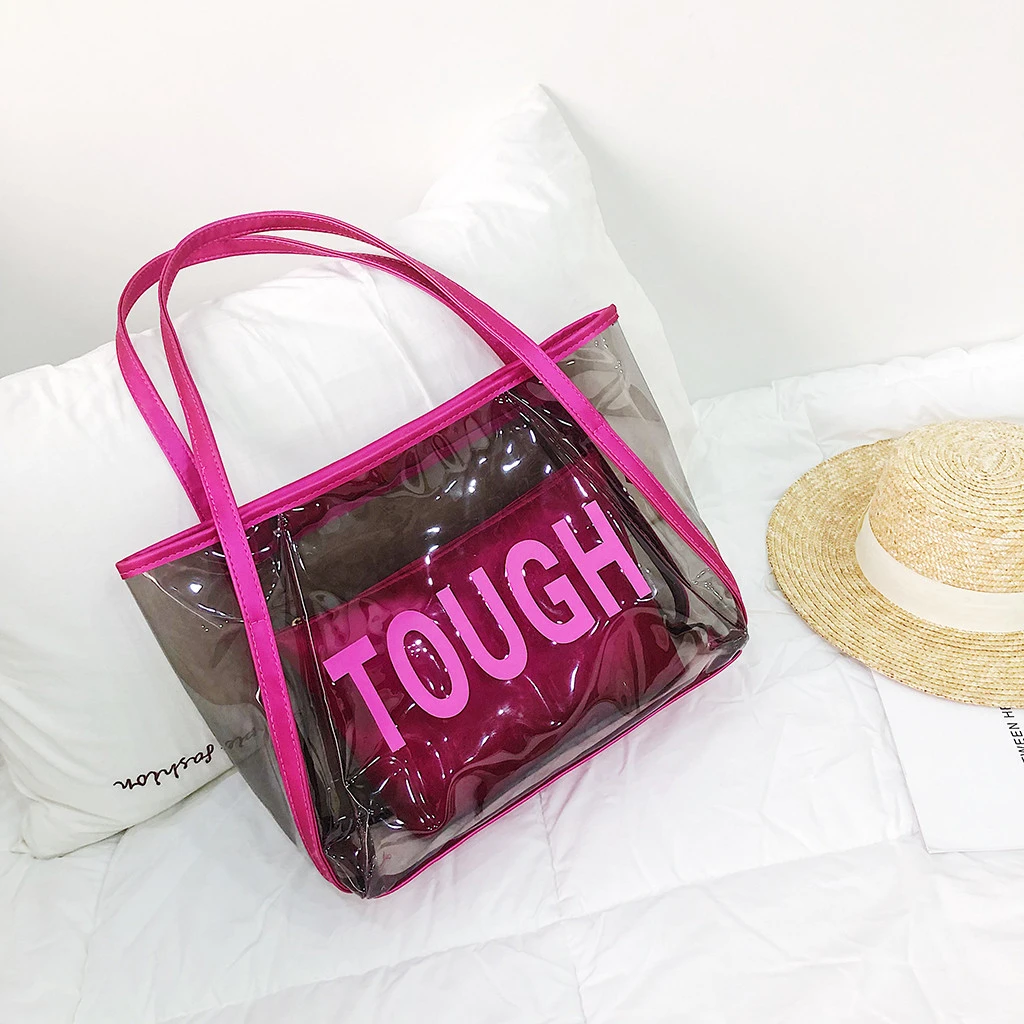 Clear Transparent PVC Shoulder Bags Women Candy Color Jelly Bags Purse Handbags Beach Travel Crossbody Shopping Totes 821