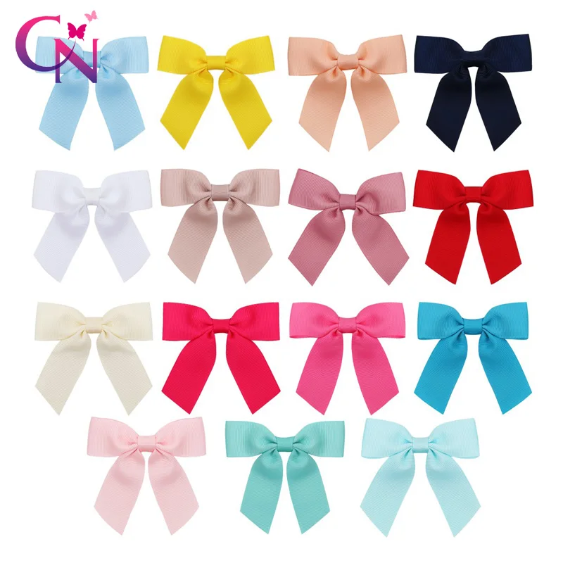 

CN 15 Pcs/lot 3" Plain Grosgrain Ribbon Hair Bows With Ribbon Covered For Girls Baby Mini Hair Clips Hairpins Hair Accessories