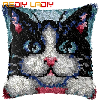 

Latch Hook Cushion Lovely Kitten Pre-Printed Canvas Cushion Front Acrylic Yarn Crochet Pillow Case Kit Hobby & Crafts Home Decor