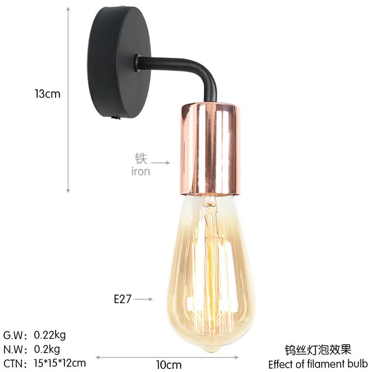 Американский кантри промышленный светодиодный настенный светильник бра креативное железное украшение мини настенный светильник для спальни для лестниц и коридоров светильники - Цвет абажура: L