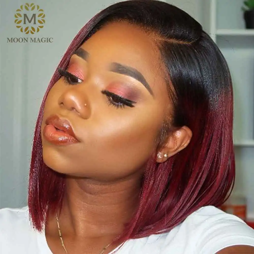 

1b/99j Lace Front Wig 360 Ombre Lace Front Wig Bundles Red Human Hair Wig Pixie Cut Wig Raw Indian Hair Ponytail Human Hair