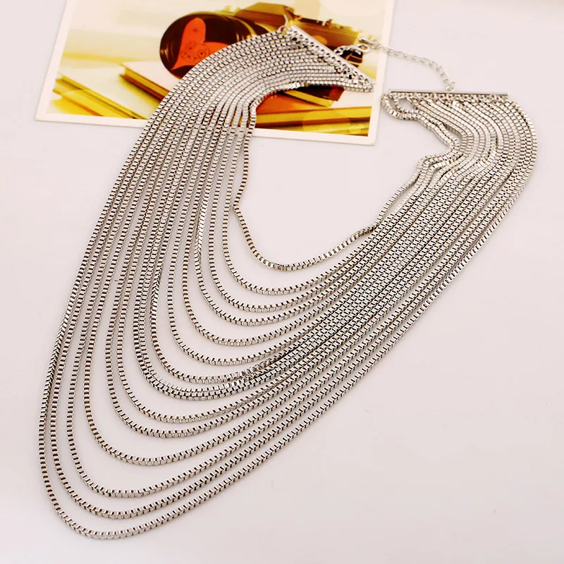 Lzhlq богемский женский большой кулон, массивное ювелирное изделие, Длинная цепочка с кисточкой, подчеркивающий индивидуальность, стильный чокер, ожерелье - Окраска металла: Silver
