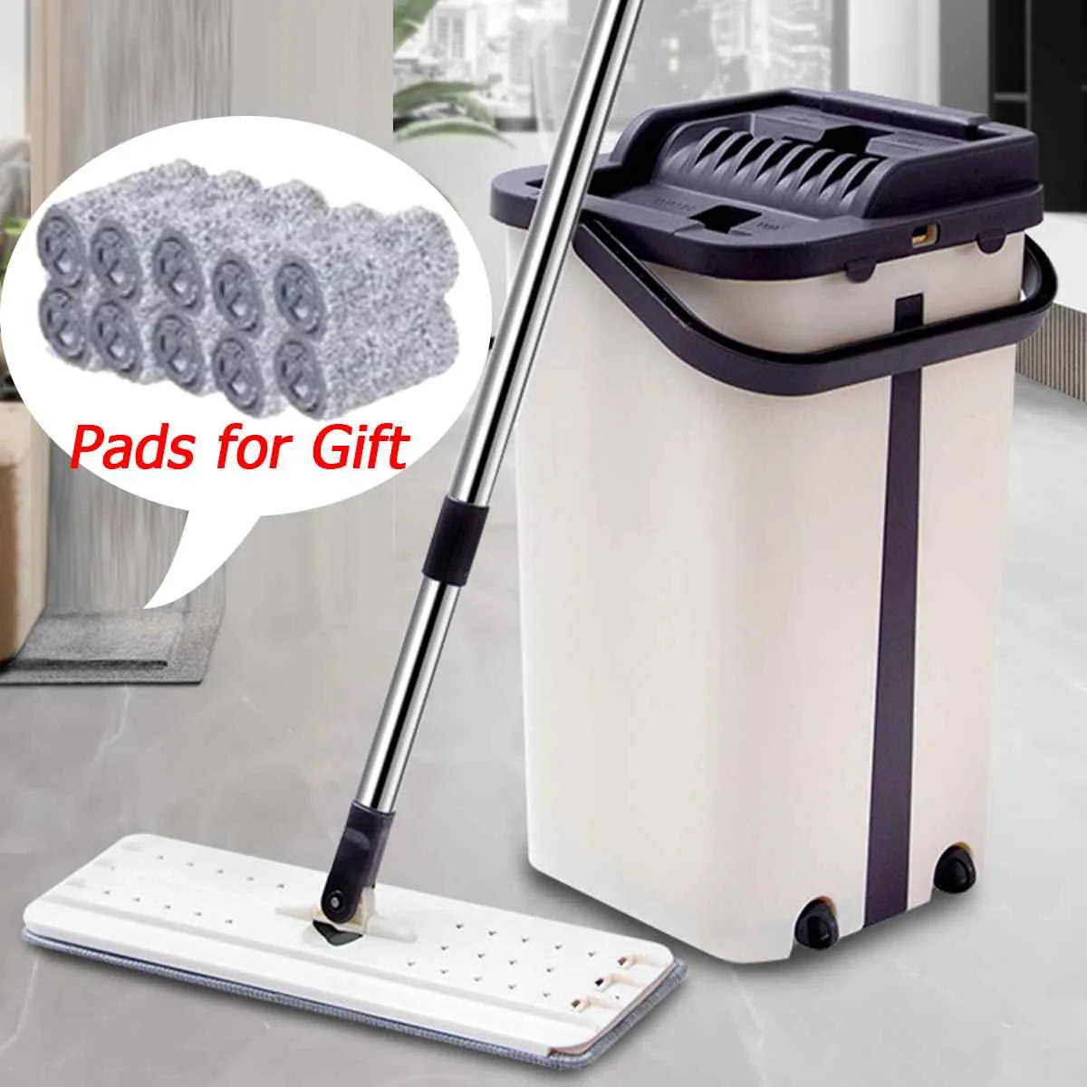 Ручная Бесплатная отжимная плоская швабра и ведро Волшебная Автоматическая