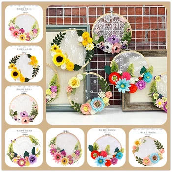 

6 Styles Handmade Felt Flowers Ornament Wall Hanging Decoration DIY Flowers Garland Craft Kits Special Gifts For Bedroom Pendant