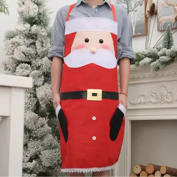 

Christmas Kitchen Apron Non-Woven Festival Party Christmas Chef Apron Santa Claus Snowman Home Cooking Cleaning Tools