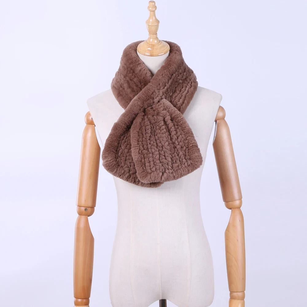 

SUPPEV&STTDIO New Real Rex Rabbit Fur Knitted Women's Winter Warm Scarf Scarves Wraps Neck Warmer Fashion Mufflers Neckerchief