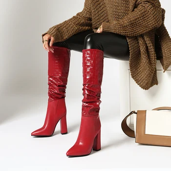 

Red Sexy Over The Knee Boots Women Boots Pointed Toe Stiletto Long Boots High Heel Fashion Boots Lady Winter 34-43