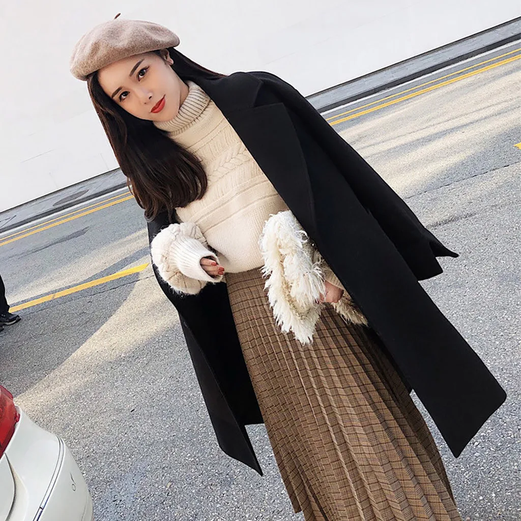Chaqueta mujer зимняя куртка женские зимние с лацканами Шерстяное пальто плащ-Тренч куртка с длинными рукавами и пальто Детская верхняя одежда с Минни Маус abrigos mujer invierno