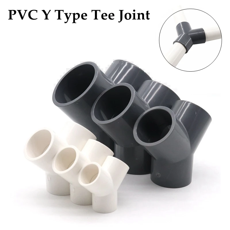 1pc PVC Tee Connector Water Supply Tube Joint Y Inclined Three-way Three-fork Pipe Fittings Plastic Aquarium Water Pipe Fittings