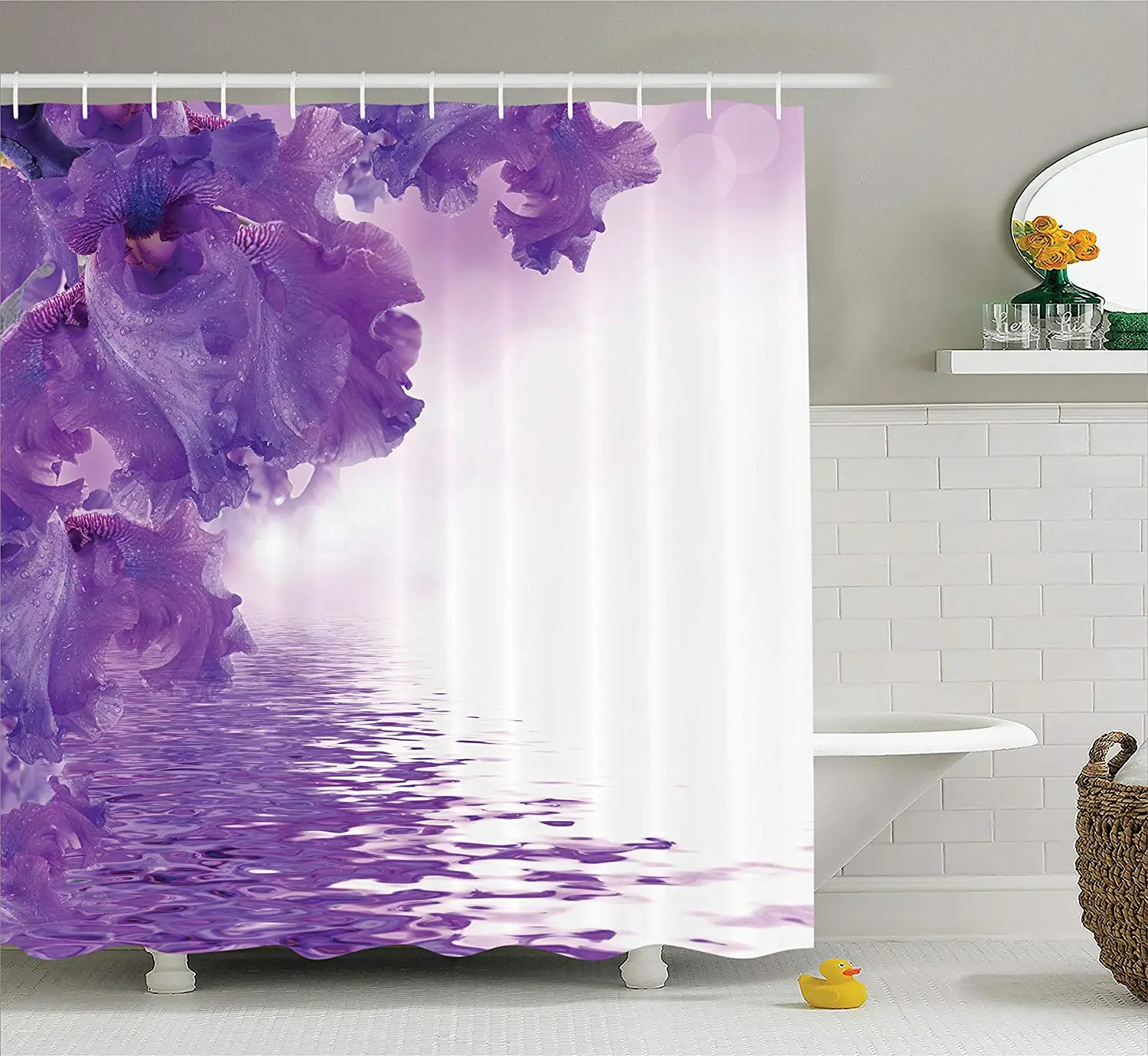 Цветочный дом Декор Душ Шторы набор Радужки с цветами и лепестками Против речной