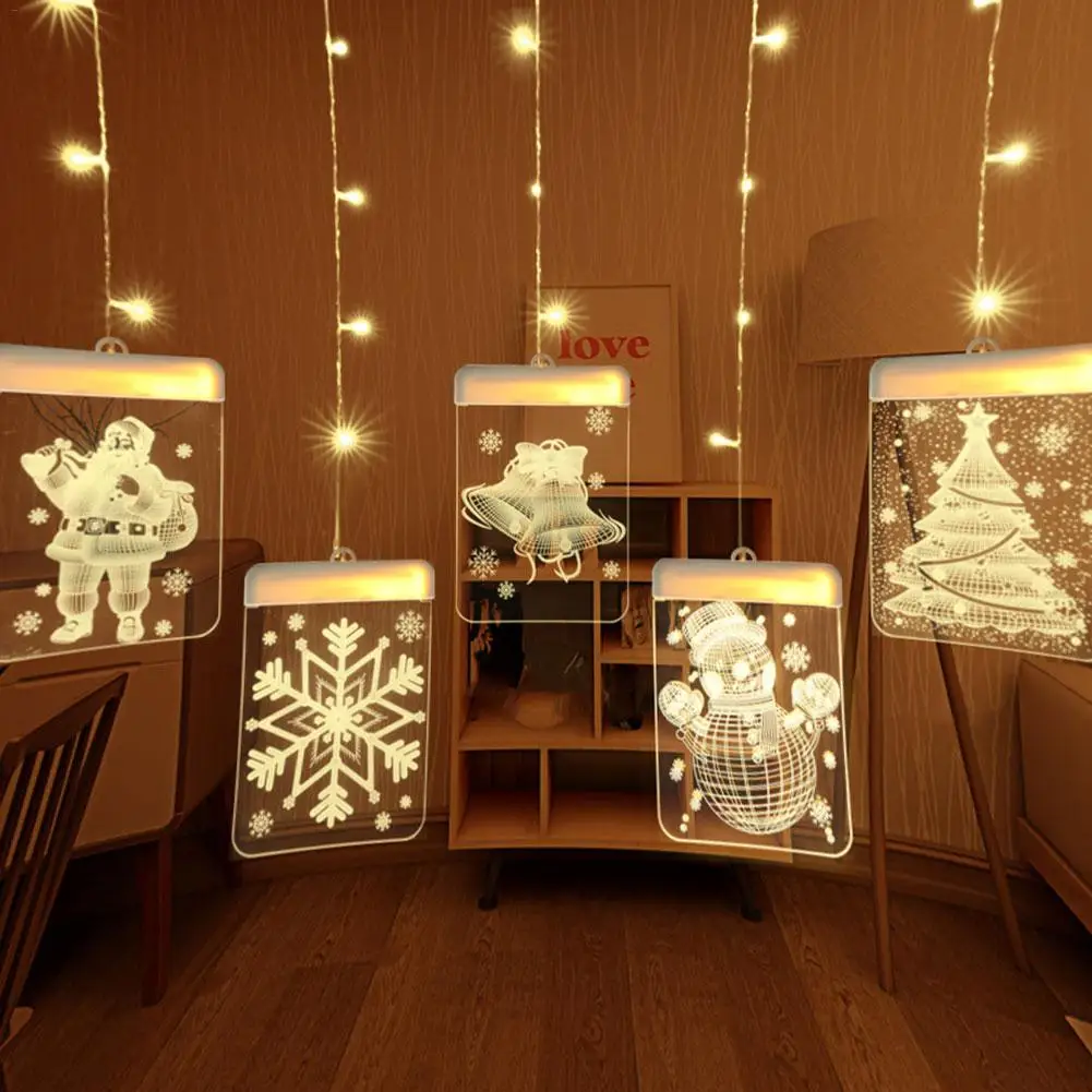 Рождественский колокольчик Снежинка светодиодный световая завеса Декор на свадьбу День рождения романтические 3D легкие рождественские