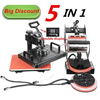 

Cheap Double Display 30*38CM 5 in 1 Combo Heat press Machine Sublimation Printer Heat Transfer t shirt/mug/phone cases