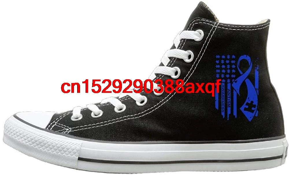 

Unisex Custom High Top Lace Up Canvas Shoe,Autism Awareness Flag Trainers Sneaker For Boys Girls