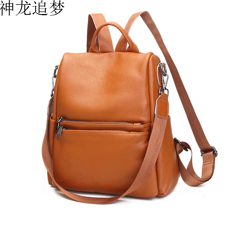 

genuine leather Ruchsack Back opening way anti-theft female Backpack leather fashion women travel backpack shoulder bag
