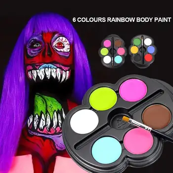 

Face Painting Kit Non-Toxic Colorful Eco-Friendly Material Waterproof Paste Tattoo Rainbow Body Paint 6 Colors Pigment Natural