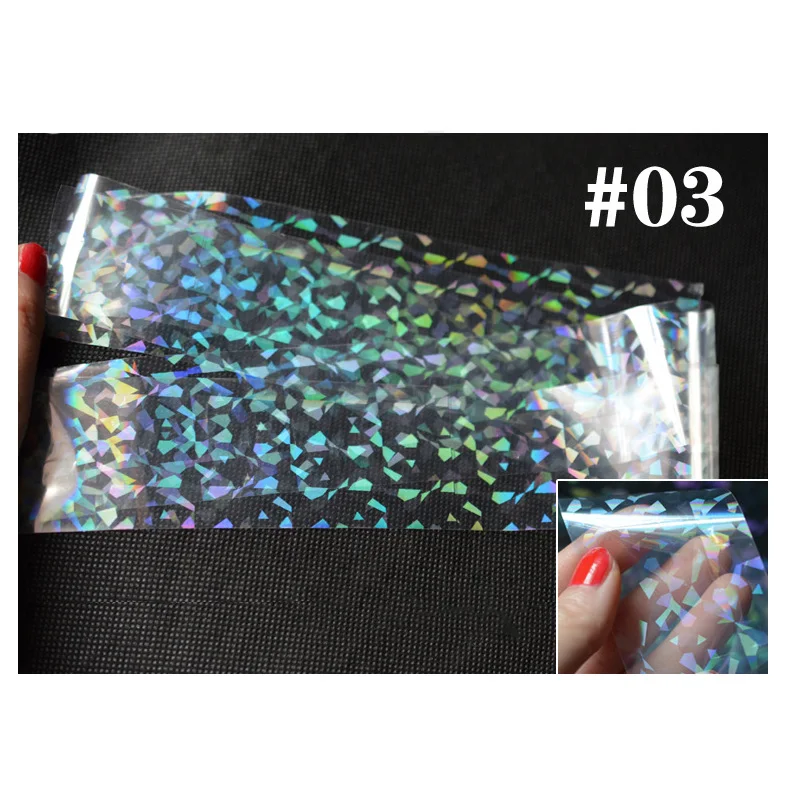 4 см* 120 см красочные прозрачные наклейки для ногтей звезда Аврора Лазерная цветная целлофановая бумага весь объем - Цвет: 03