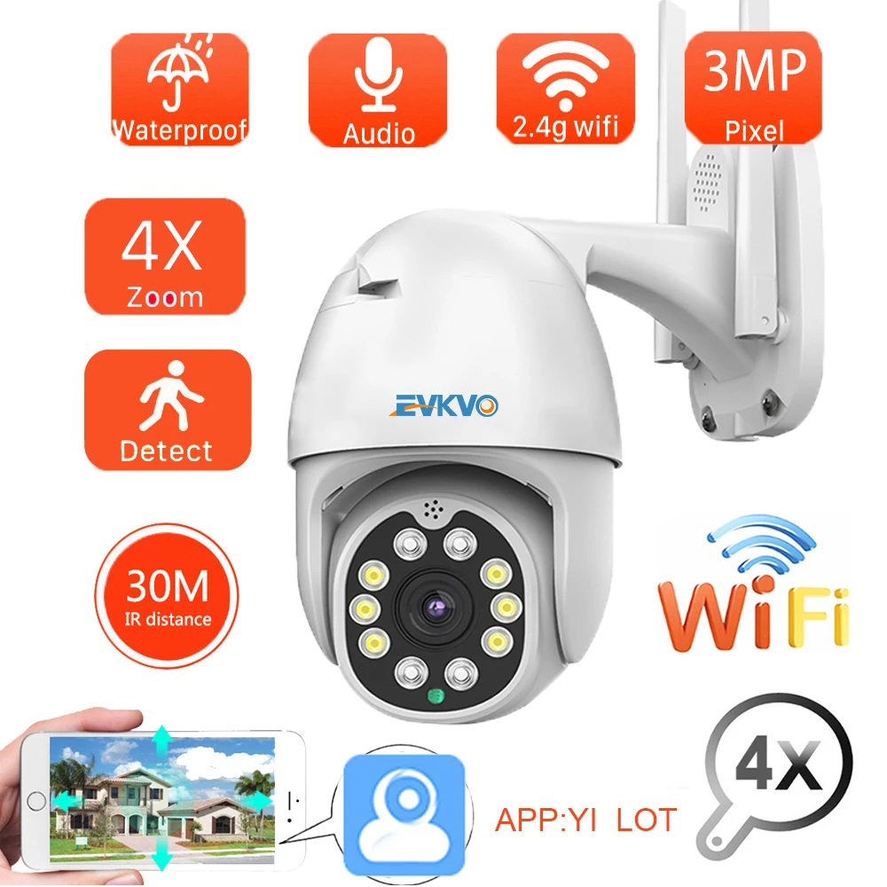 

Outdoor Wifi Camera 3MP Weatherproof Wireless PTZ IP Camera IR Night Vision Motion Detection Security Surveillance CCTV YI Cam