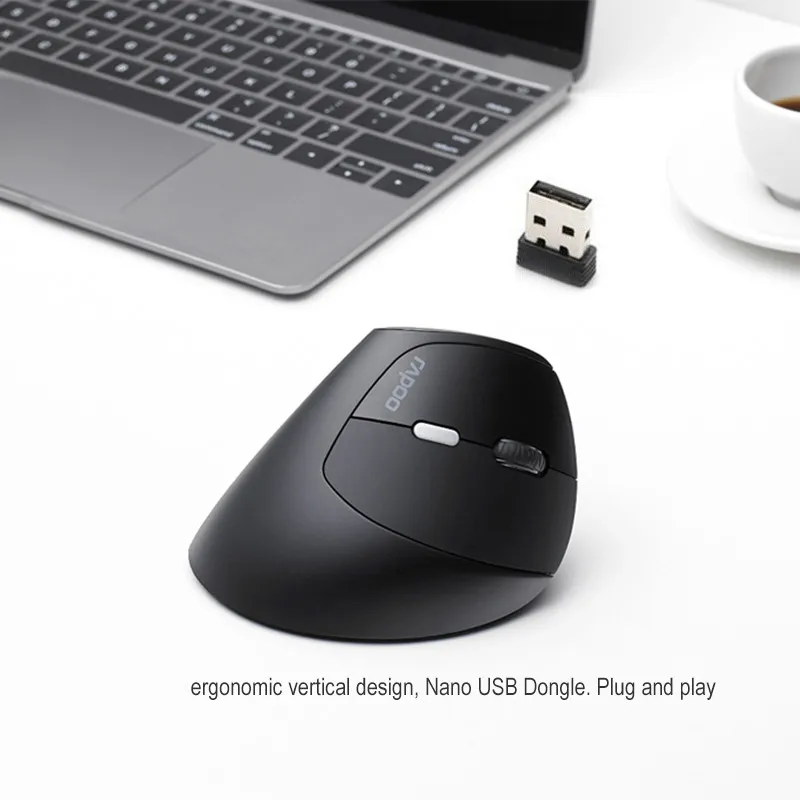 computer mouse RAPOO MV20 Ergonomic Office Vertical Wireless Silent Mouse 6 Buttons 800/1200/1600 DPI Optical Mice For PC Laptop/Desktop types of computer mouse