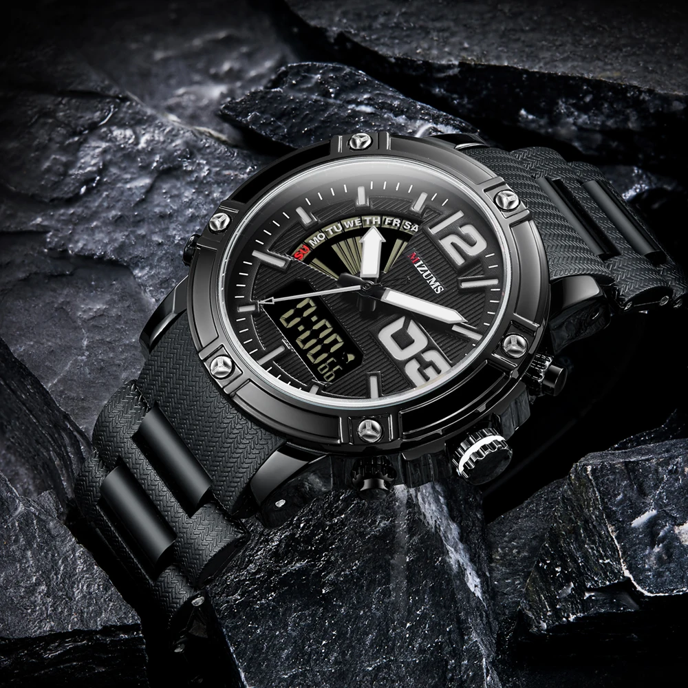 MIZUMS Quartz Analog Digital Sport Watch Men Waterproof Week Display Military Wrist Watches for Man Relogio Masculino Male Clock 14