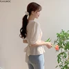Cute Sweet Ruffled Peplum Tops Summer Korean Chic Japan Style Flhjlwoc Preppy Girls Semi Transparent Shirt Women Top Blouses 5