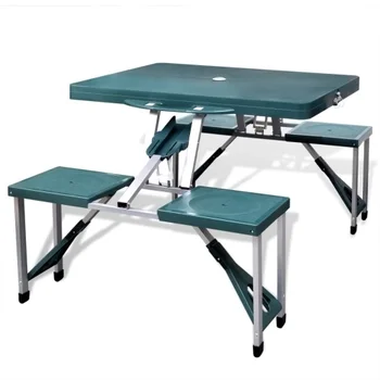 

【AU Warehouse】Furniture Foldable Camping Table Set with 4 Stools Aluminium Extra Light Green