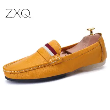 

Shoes Men Loafers Soft Moccasins High Quality Summer Genuine Leather Egg Roll Shoes Men Flats Gommino Driving Shoes