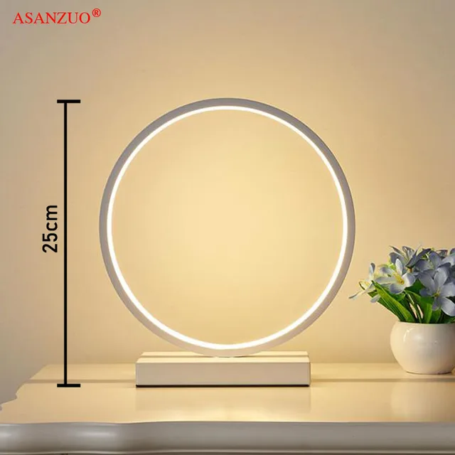 Modern Table Lamp Aluminum LED bedroom reading lamp Minimalist Type 8/circle nighstand lamp LED Bedside Lamp White body Dia 22cm