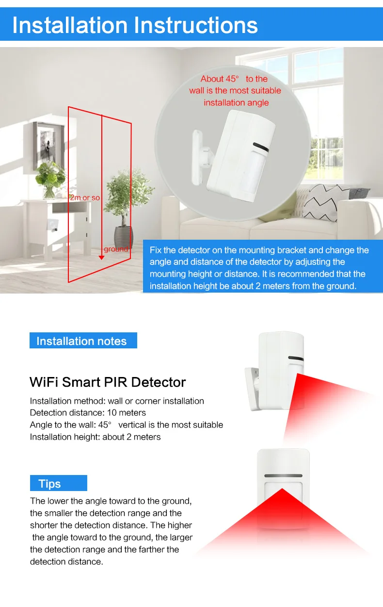 Tuya Wifi умный PIR детектор движения сенсор мобильное приложение уведомления в реальном времени беспроводной домашней безопасности