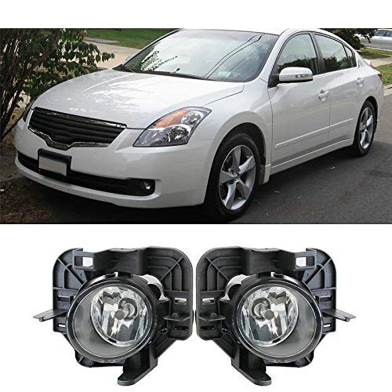 

for Nissan 2007-2009 Altima 4Dr/4-Door Sedan Clear Lens Front Bumper Driving Lamp Fog Lights with H11 Bulbs Switch Wire Hardware