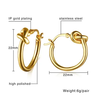 

FNL TN54 arrival fashion jewelry birthday gift gold black color with stone big 22mm size U Simple titanium steel earring