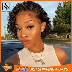 Short Curly Bob Lace Wigs Lace Closure Wig Remy Hair Lace Front Real Human Hair Wigs For Women Brazilian Hair Wigs 150% Density