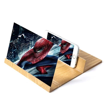 

3D HD Video Amplifier 12 inch Desktop Folding Wood Bracket Mobile Phone Screen Magnifier Smartphone Holder Stand