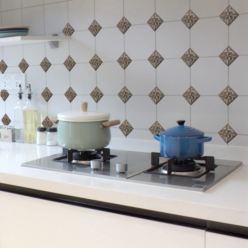20 шт древесины узора Стикеры Self клейкие плитки арт Диагональ 3D пол Стикеры для Ванная комната Украшения для кухни