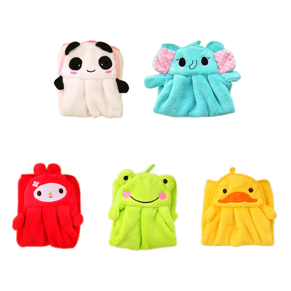 

33 New Ctue Eco-friendly Candy Colors Soft Coral Velvet Cartoon Animal Handkerchief Towel Can Be Hung Kitchen Bathroom Useused
