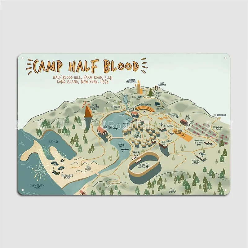 Map Of Camp Half Blood Metal Sign Cinema Kitchen Kitchen Funny Wall