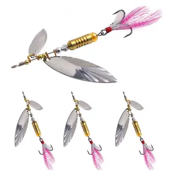 

1 PCS Spinner Fishing Lures Wobblers CrankBaits Jig Shone Metal Sequin Trout Spoon With Feather Hooks for Carp Fishing