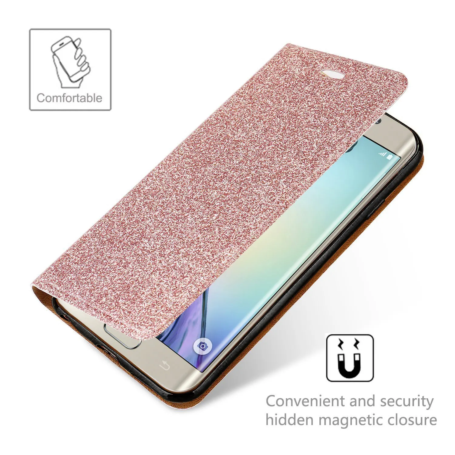 LLZ.COQUE Блестящий Роскошный чехол-книжка из искусственной кожи с магнитным слотом для карт и подставкой Чехол для A3 A5 A6 A7 A8 J4 J3 J5 J6 бумажник чехол на застежке